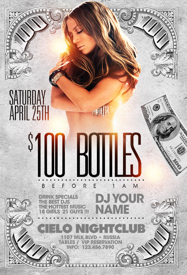 100 Bottles Party 100 bottles party Event flyers