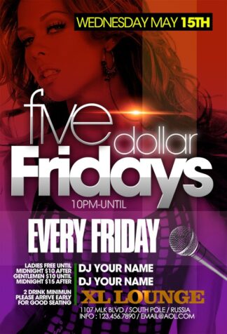 5 Dollar Fridays 5 dollar fridays Event flyers