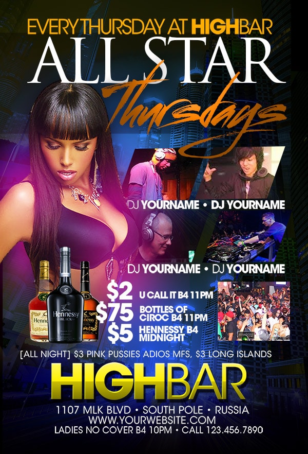 All Star Thursdays all star thursdays Event flyers