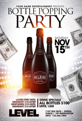 Bottle Popping Party bottle popping party Event flyers