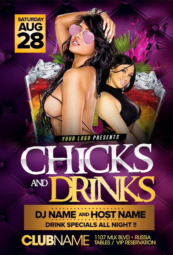 Chicks And Drinks chicks and drinks Event flyers