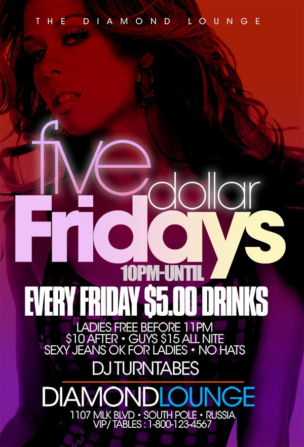 Five Dollar Fridays five dollar fridays Event flyers