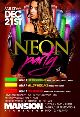 Neon Party neon party Event flyers
