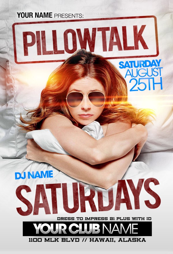 Pillow Talk Saturdays pillow talk saturdays Event flyers