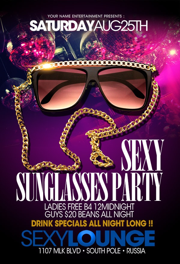 Sexy Sunglasses Party sexy sunglasses party Event flyers