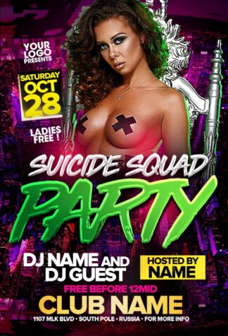 Suicide Squad Party suicide squad party Event flyers
