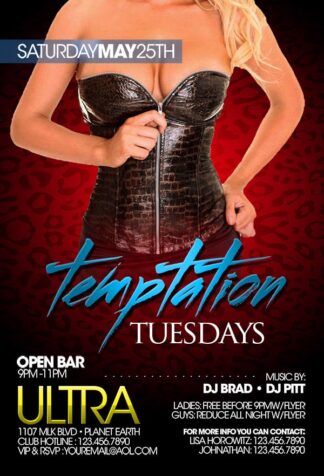 Temptation Tuesdays temptation tuesdays Event flyers