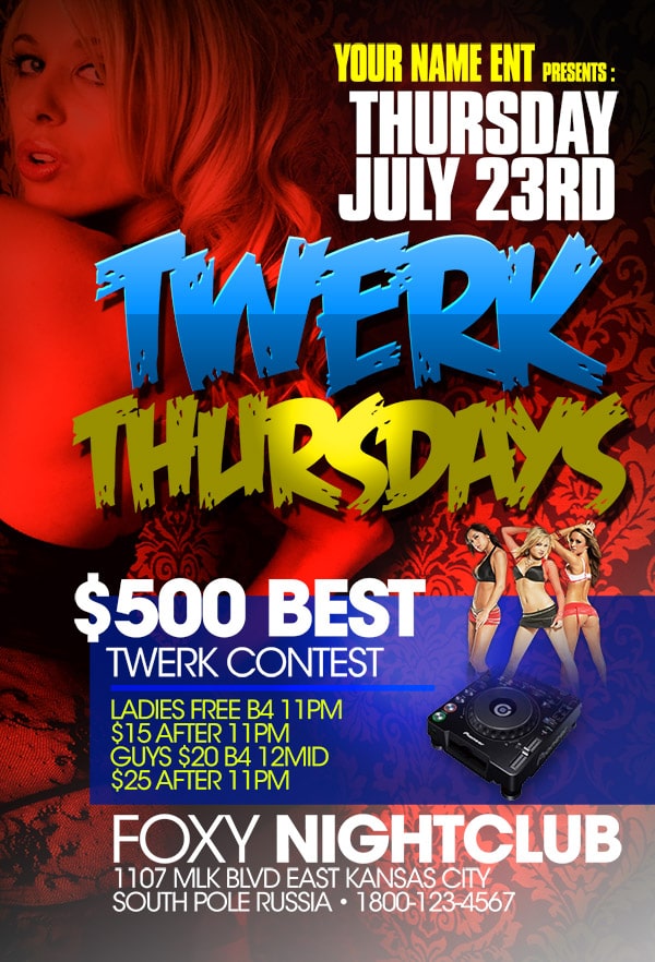 Twerk Thursdays twerk thursdays Music flyers
