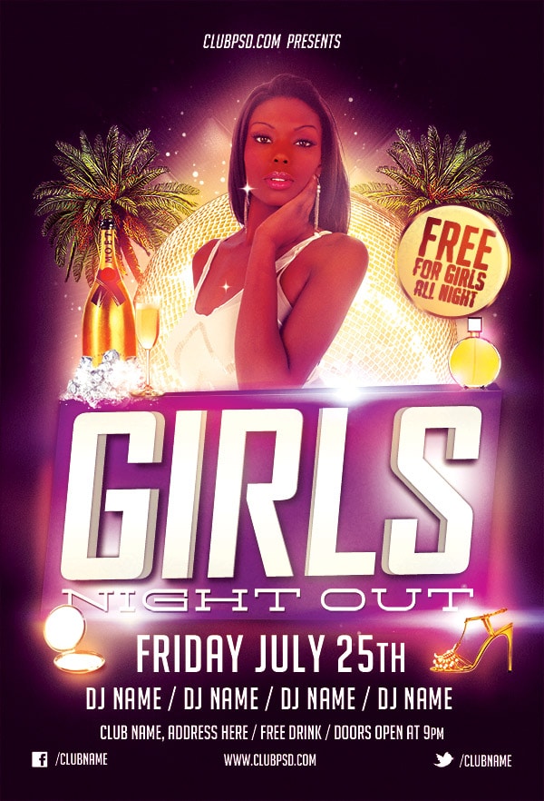 Girls Night Out Party girls night out party Event flyers