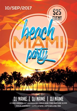 Miami Beach Party miami beach party Seasonal flyers