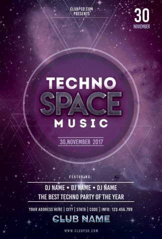 Techno Space techno space Music flyers