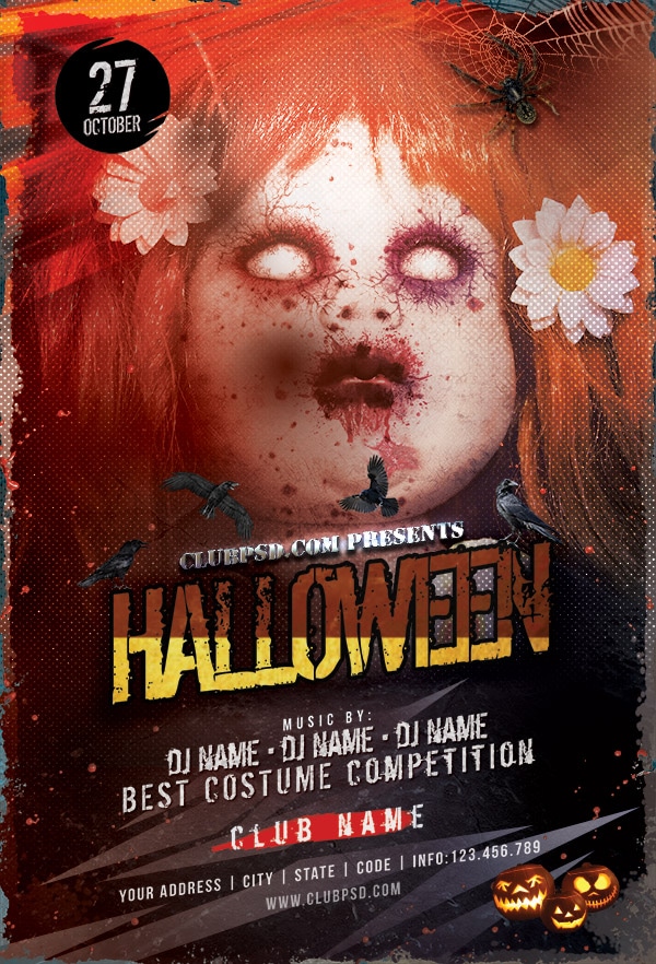 Scarry Doll Halloween scarry doll halloween Seasonal flyers