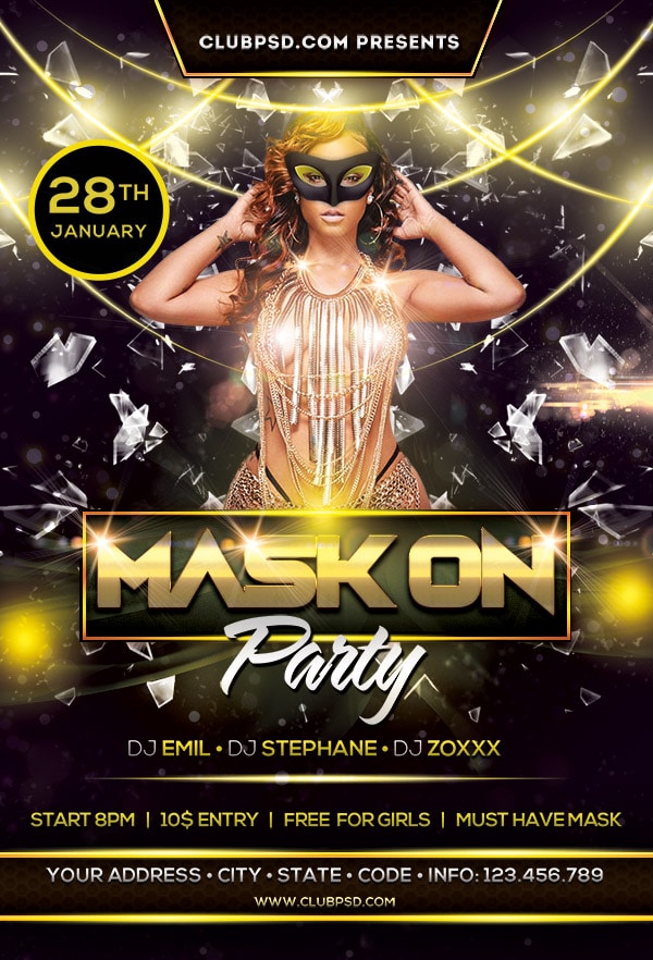 Mask On Party mask on party Event flyers