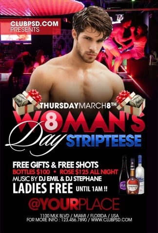 Womans Day Stripteease womans day stripteease Event flyers