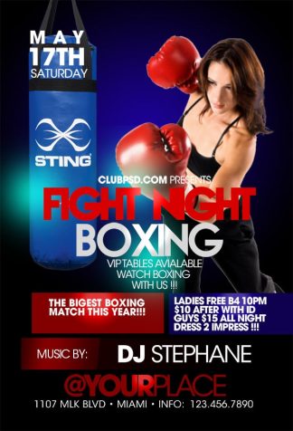 Fight Night Boxing fight night boxing Event flyers