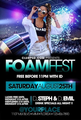 Foam Fest foam fest Event flyers