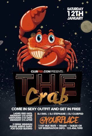 The Crab the crab Event flyers
