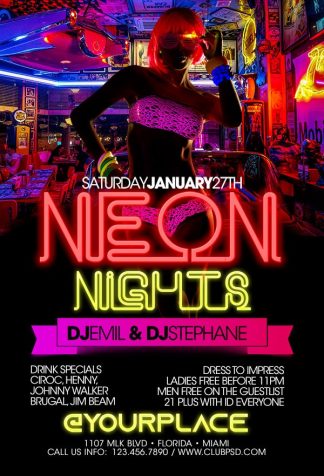 Neon Nights neon nights Event flyers