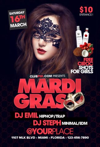 Mardi Gras Party Night mardi gras party night Seasonal flyers