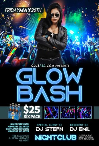 Glow Bash glow bash Event flyers