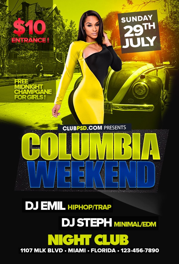 Columbia Party columbia party Community flyers