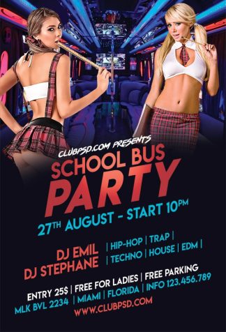 School Bus Party Time school bus party time Seasonal flyers